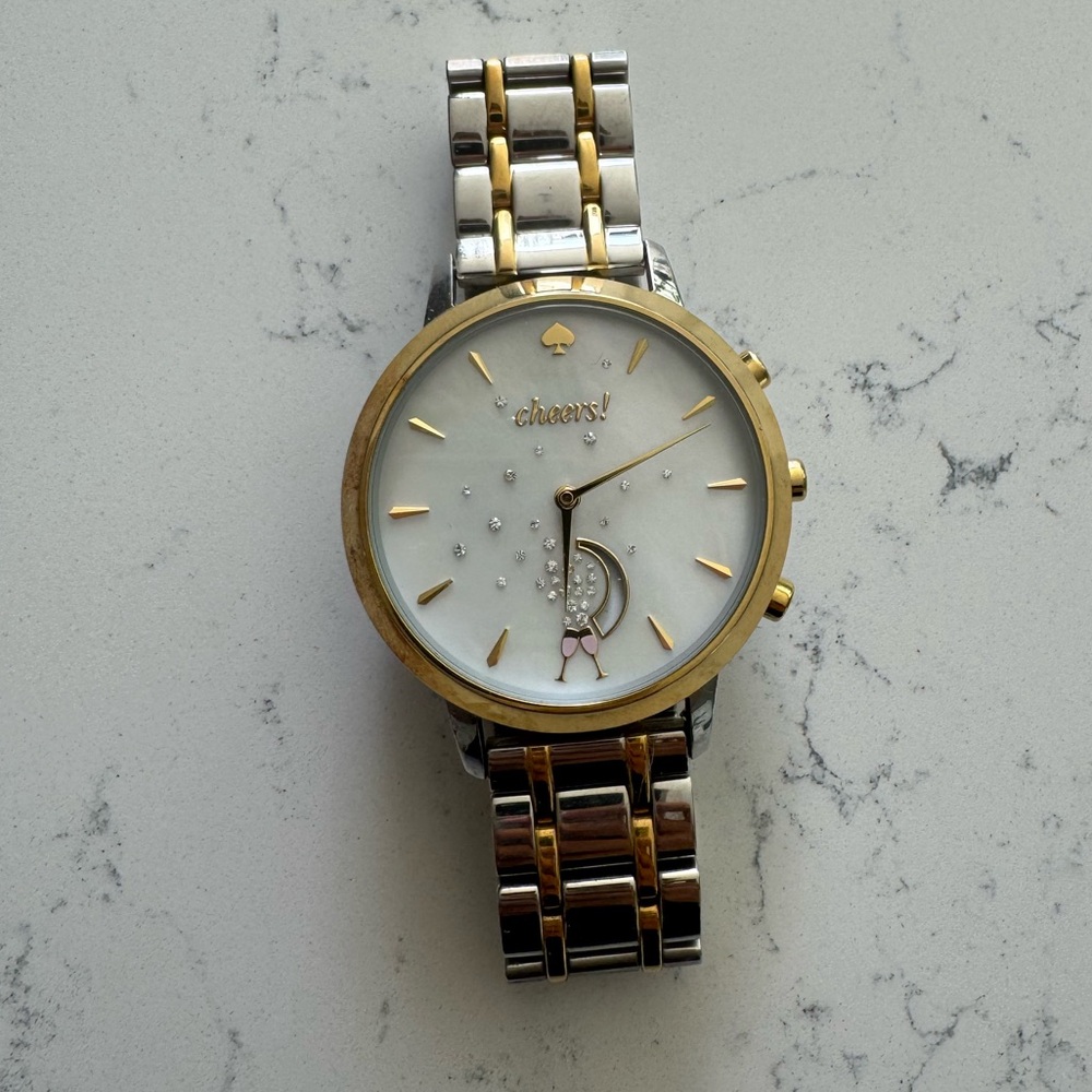 Kate Spade “Cheers!” Two-Tone Crystal Accent Watch – Elegant & Fun
